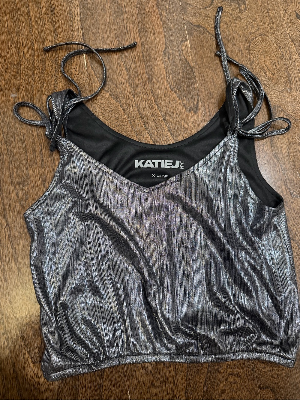 KATIE J NYC girls Metallic Silver Shimmer Tank Top